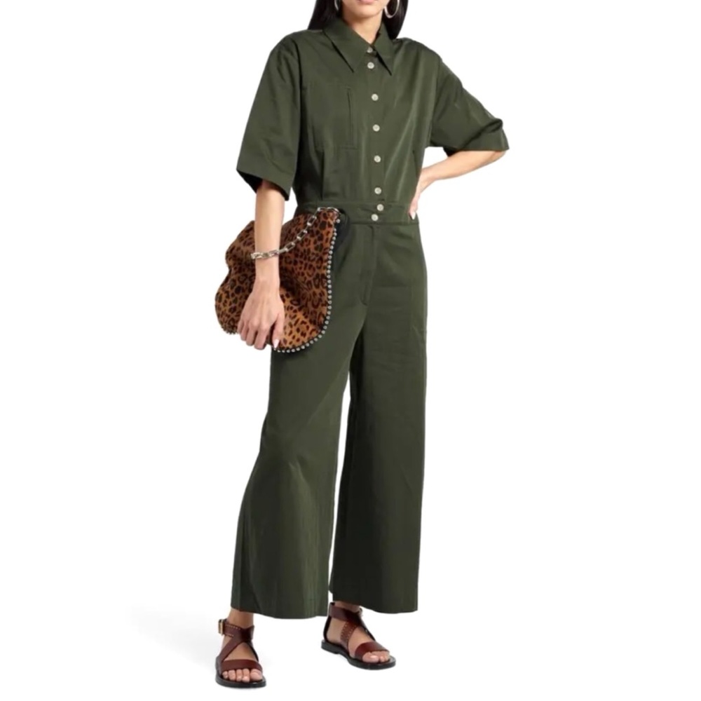 Olive Wide-Leg Utility Jumpsuit - Women's